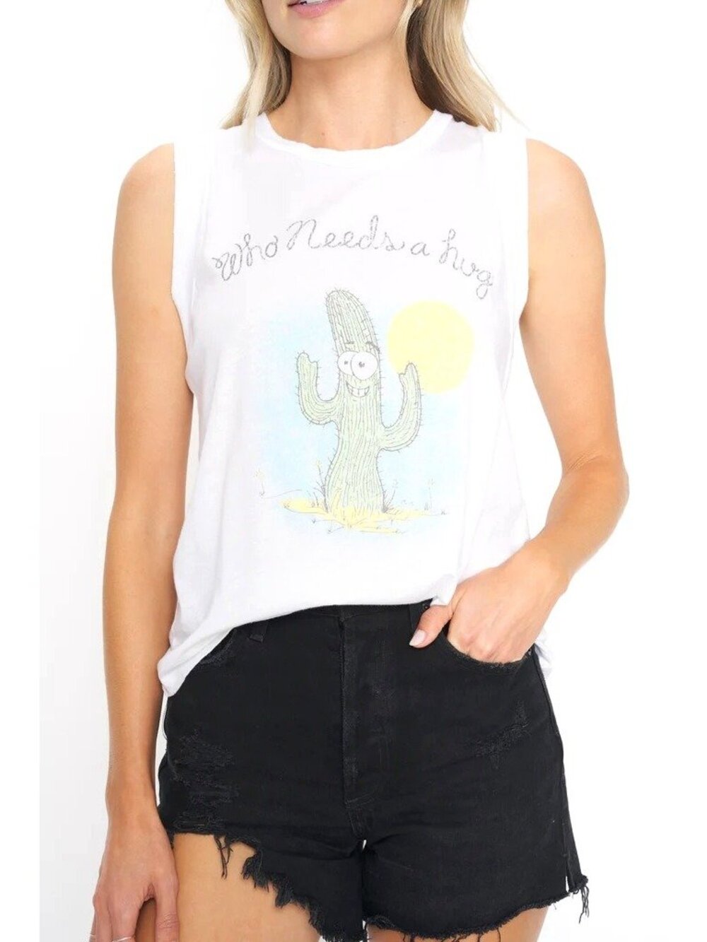 Project Social T Los Angeles Who Needs A Hug Cactus Tank Top Muscle Tee M Shirt